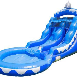 13ft Dolphin Inflatable Water Slide with Small Pool, 21ft Long