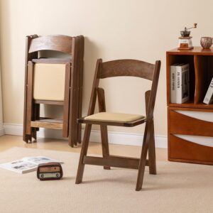 Wooden Folding Chair with Soft Cushion (set of 4)
