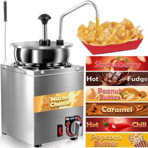 Nacho Cheese Dispenser with Stainless Steel Pump, 4.3 QT Sauce Warmer