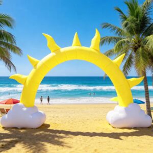 10 Ft Summer Sun Inflatables Arch Giant Sun Inflation Arch with LED Light Sunshine
