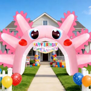 16FT Axolotl Inflatable Arch, Giant Pink Axolotl Birthday Party Backdrop