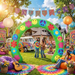 10 ft 60's Hippie Party Inflatable Decorations with Build-in LEDs