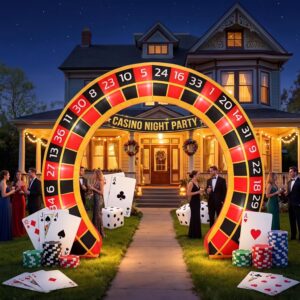 10 ft Casino Night Inflatable Decorations with Build-in LEDs