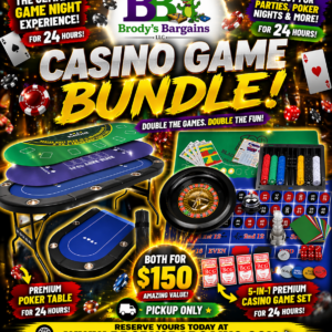 Casino Game Bundle: Poker Table and 5 in 1 casino game set