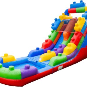 16ft Tall Lego Block Party Inflatable Water Slide with Attachable Pool