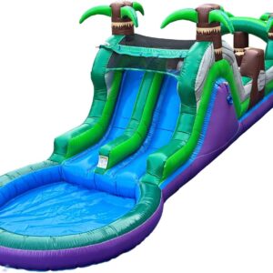 7ft Tall Inflatable Obstacle Course with Water Slide Dual Lane with Pool