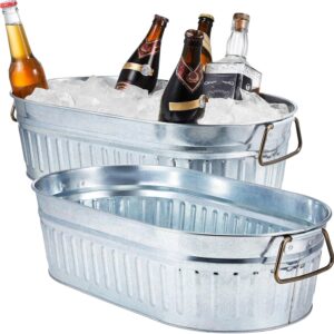 2 Pcs -5.3 gallons Galvanized Beverage Tub Galvanized Bucket Metal