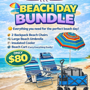Beach Day Bundle- Umbrella, 2 chairs, wagon, and cooler